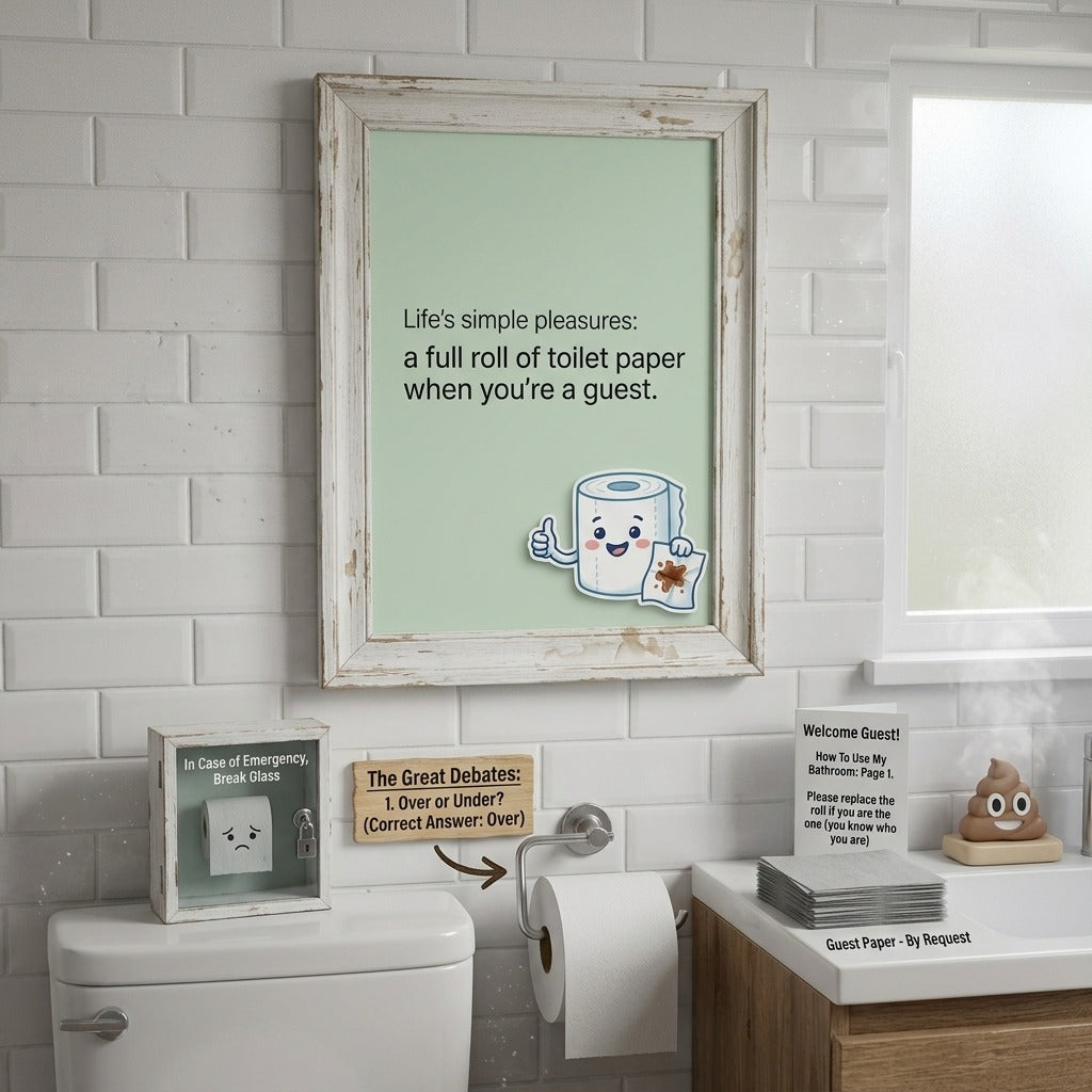 Life's Simple Pleasures: Full Roll of Toilet Paper Funny Bathroom Poster