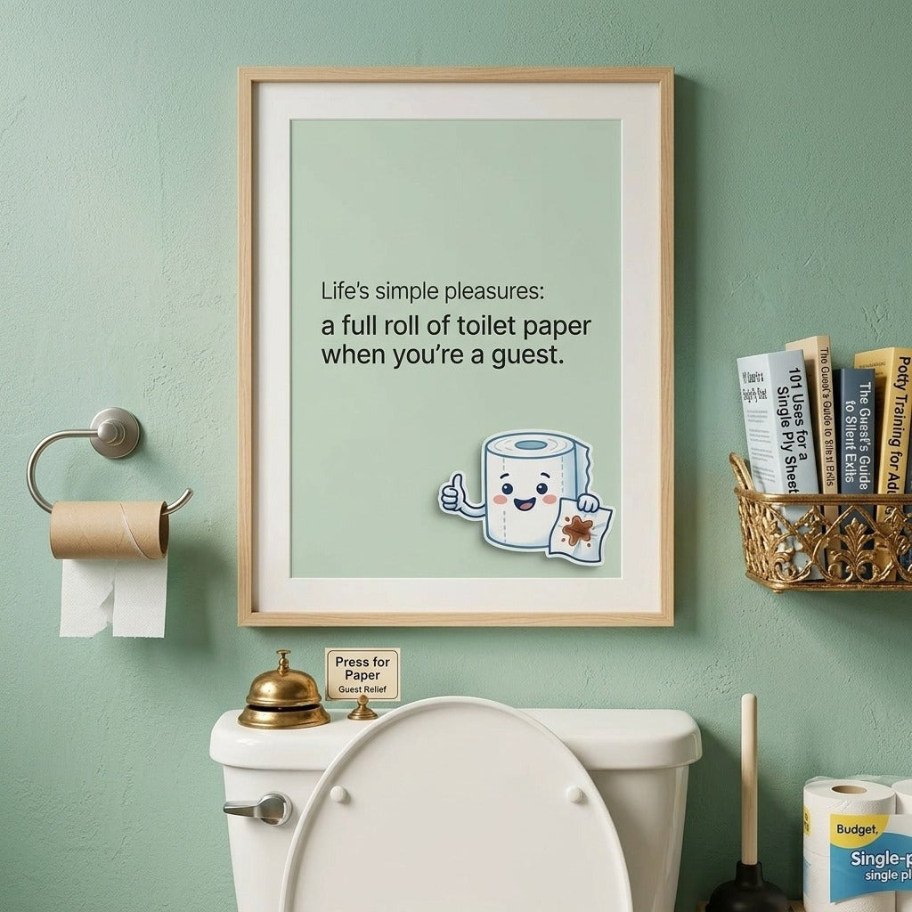 Life's Simple Pleasures: Full Roll of Toilet Paper Funny Bathroom Poster