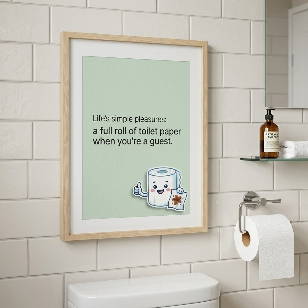Life's Simple Pleasures: Full Roll of Toilet Paper Funny Bathroom Poster