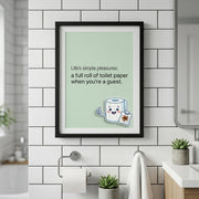 Framed - Life's Simple Pleasures: Full Roll of Toilet Paper Funny Bathroom Poster